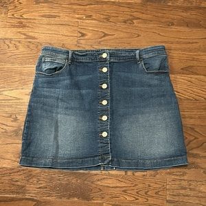 R JEANS - mini skirt denim jeans dark blue button front size 33